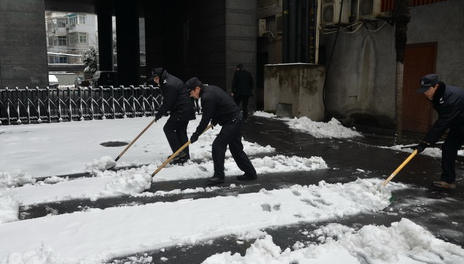 浴“雪”奋战 -----浙江城建物业公司组织铲雪行动